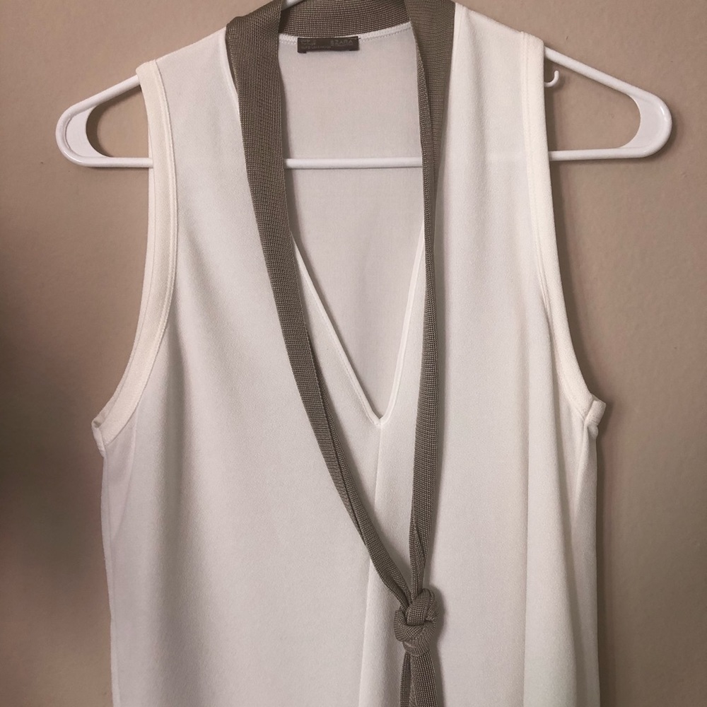 NWOT Zara Asymmetrical Cream Tunic Blouse Neutral - Picture 4 of 8